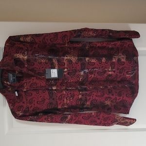 nwt men's sz s lamasini jeans button front shirt wine black paisley